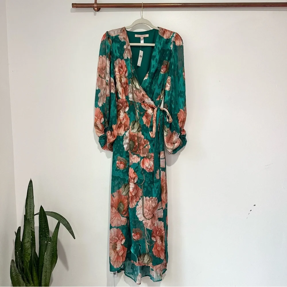 NWT Anthropologie Hutch Floral V-Neck Textured Wrap Maxi Dress - Picture 4 of 13